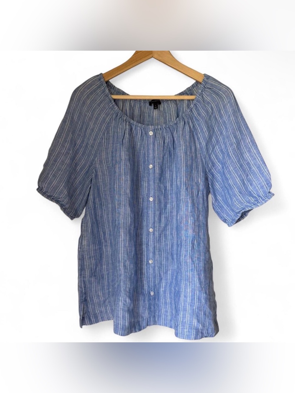 Talbots Lightweight Beachy Minimalist Striped Linen Blouse